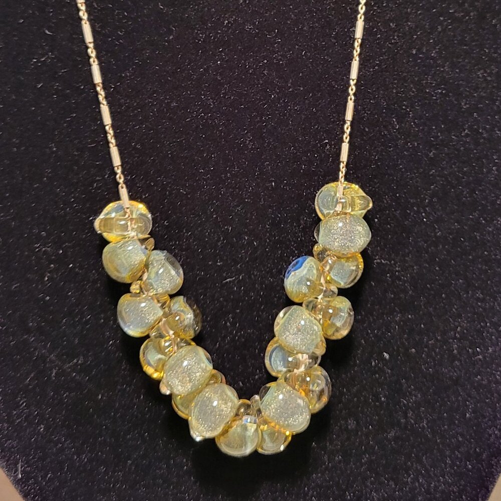 Handmade Glass Bead Necklace on Italian Silver Chain - Picture 3 of 8